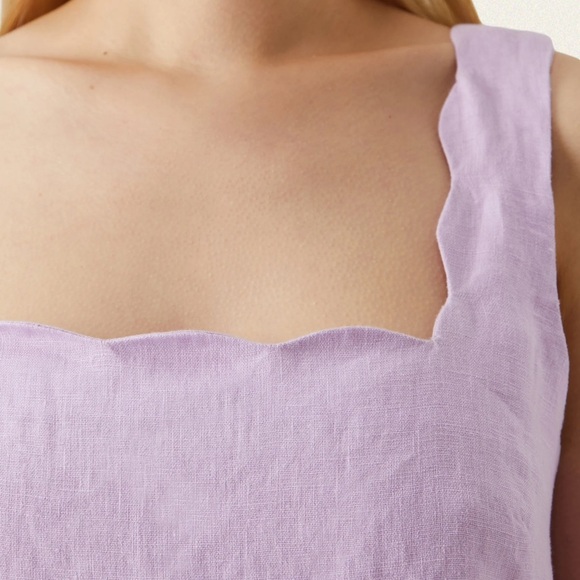 Abercrombie & Fitch Premium Linen Scalloped Mini Dress - Picture 5 of 8